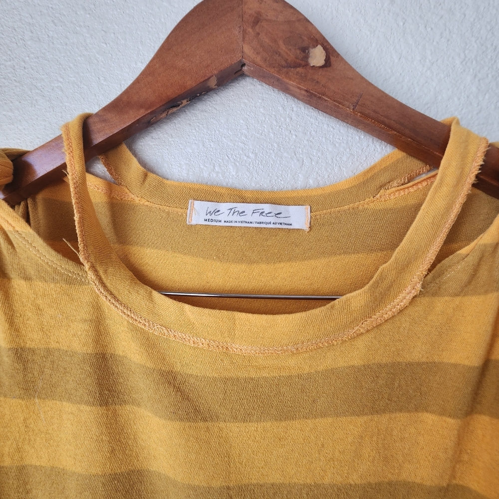 We The Free People Striped Tank Top Twist Shoulder Cut Out Yellow Sz M - Picture 8 of 10